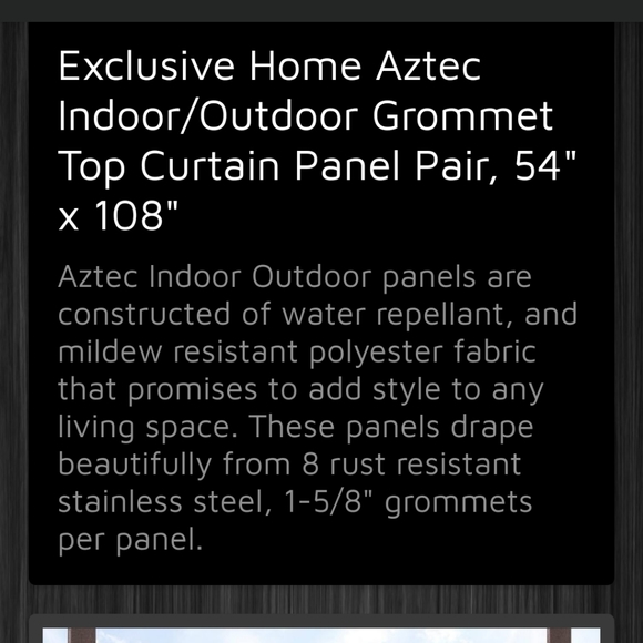 New Indoor/outdoor curtains. 2 panels 54x108 ea. Aztec white color - Picture 3 of 7